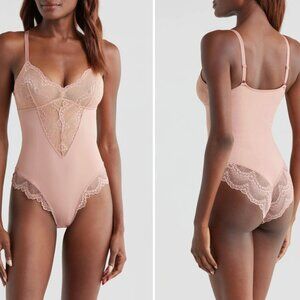 Pinsy Sculpting Lace Shapewear Bodysuit in Blush Pink